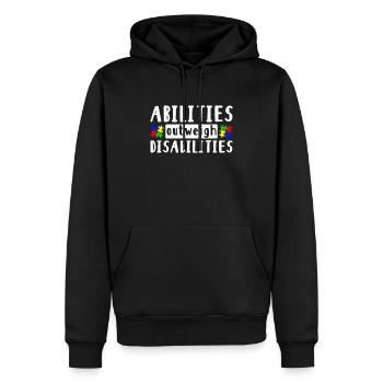 Autism awareness - abilities predominate - Men’s Premium Organic Hoodie - black - Front - Nico (187cm)