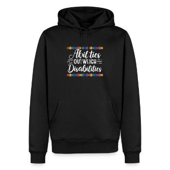 Autism awareness - abilities predominate - Men’s Premium Organic Hoodie - black - Front - Nico (187cm)