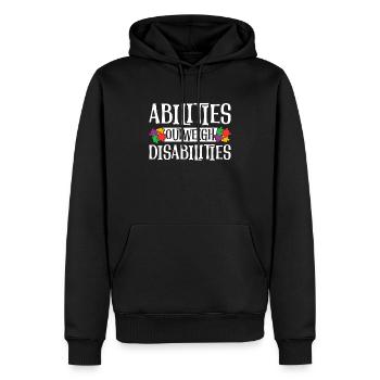 Autism awareness - abilities predominate - Men’s Premium Organic Hoodie - black - Front - Nico (187cm)