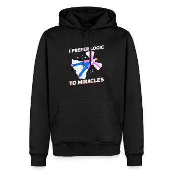 I prefer logic to miracles - Atheist - Men’s Premium Organic Hoodie - black - Front - Nico (187cm)