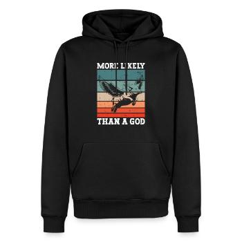 Plus probable qu’un Dieu - Athéisme athée - Sweat à capuche Premium bio Homme - noir - Devant - Nico (187cm)