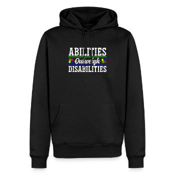 Autism awareness - abilities predominate - Men’s Premium Organic Hoodie - black - Front - Nico (187cm)