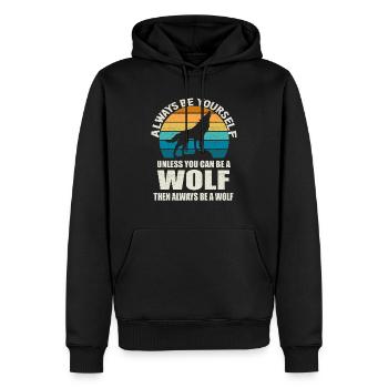 Toujours être toi-même Wolf Sunset - Sweat à capuche Premium bio Homme - noir - Devant - Nico (187cm)