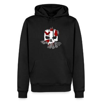 Skull Black Butterflies - Goth Gothic - Sweat à capuche Premium bio Homme - noir - Devant - Nico (187cm)