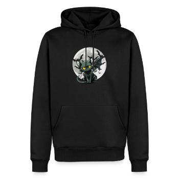 Schwarze Katze Fledermaus - Goth Gothic - Männer Premium Bio Hoodie - Schwarz - Vorne - Nico (187cm)