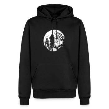 Goth geht über Friedhof - Gothic Grufti - Männer Premium Bio Hoodie - Schwarz - Vorne - Nico (187cm)