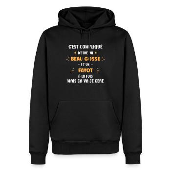 fayot - Sweat à capuche Premium bio Homme - noir - Devant - Nico (187cm)