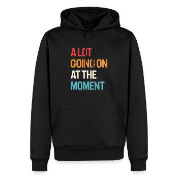 Im Moment ist viel los - Männer Premium Bio Hoodie - Schwarz - Vorne - Nico (187cm)