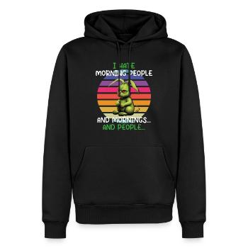I Hate Mornings - i hate people - Männer Premium Bio Hoodie - Schwarz - Vorne - Nico (187cm)