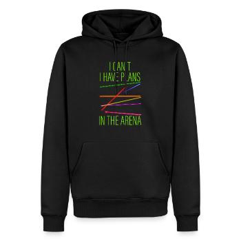 Ich kann nicht, ich habe Pläne in der Arena - Männer Premium Bio Hoodie - Schwarz - Vorne - Nico (187cm)