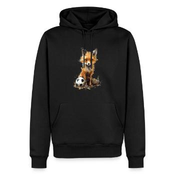 Süße Tier Fußballspieler, süßer Fuchs - Männer Premium Bio Hoodie - Schwarz - Vorne - Nico (187cm)