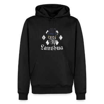 Lausbua bayern weiß - Männer Premium Bio Hoodie - Schwarz - Vorne - Nico (187cm)