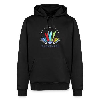 badminton volant jeu de groupe - Sweat à capuche Premium bio Homme - noir - Devant - Nico (187cm)