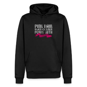 Rosa Haare Schwarzer Eyeliner - Perky Goth Forever - Männer Premium Bio Hoodie - Schwarz - Vorne - Nico (187cm)