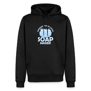 Soutenez votre savonnier local Savonnier - Sweat à capuche Premium bio Homme - noir - Devant - Nico (187cm)