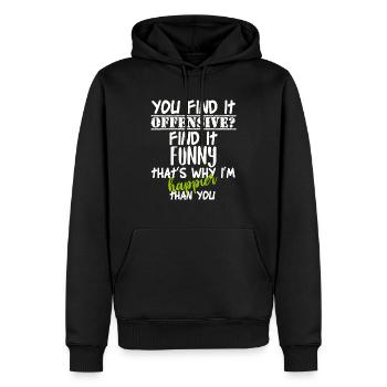 You Find It Offensive I Find It Funny - Sweat à capuche Premium bio Homme - noir - Devant - Nico (187cm)