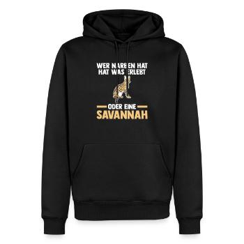 Savannah Katze - Männer Premium Bio Hoodie - Schwarz - Vorne - Nico (187cm)