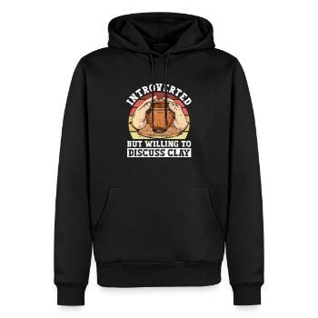 Introvert but keen to discuss - - Men’s Premium Organic Hoodie - black - Front - Nico (187cm)