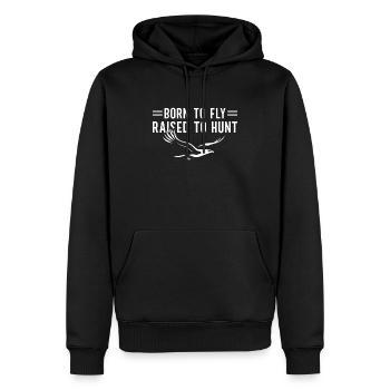 Zum Fliegen Geboren Und Zum Jagen Aufgezogen - Männer Premium Bio Hoodie - Schwarz - Vorne - Nico (187cm)