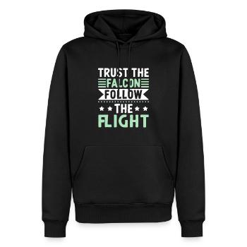 Vertrauen Sie Dem Falken Folgen Sie Dem Flug - Männer Premium Bio Hoodie - Schwarz - Vorne - Nico (187cm)
