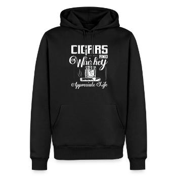 Cigars And Whiskey Appreciate Life Bourbon Drinkin - Männer Premium Bio Hoodie - Schwarz - Vorne - Nico (187cm)