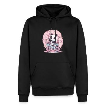 Tierliebhaber Fahrrad Panda Weltfahrradtag - Männer Premium Bio Hoodie - Schwarz - Vorne - Nico (187cm)