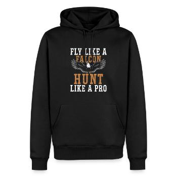 Fliegen Wie Ein Falke Jagen Wie Ein Profi - Männer Premium Bio Hoodie - Schwarz - Vorne - Nico (187cm)