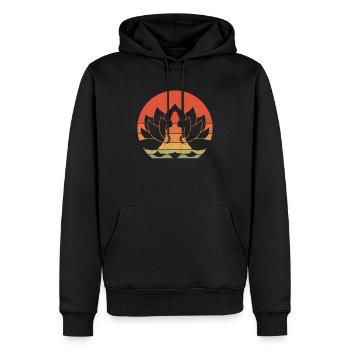 Retro Lotus Meditation Asana Yoga Teacher - Männer Premium Bio Hoodie - Schwarz - Vorne - Nico (187cm)