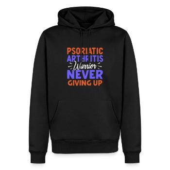 Le guerrier de l’arthrite psoriasique n’abandonne jamais - Sweat à capuche Premium bio Homme - noir - Devant - Nico (187cm)