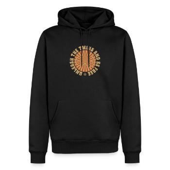 Unleash the twins and be free - No bra - Men’s Premium Organic Hoodie - black - Front - Nico (187cm)