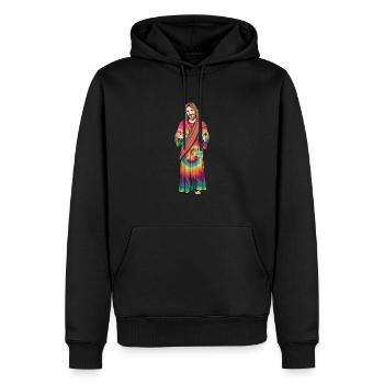 Jesus mit Tie-Dye Gewand - Hippie Weihnachten - Männer Premium Bio Hoodie - Schwarz - Vorne - Nico (187cm)