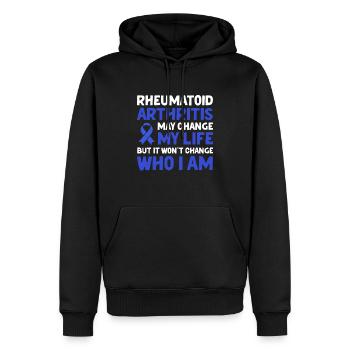 Rheumatoid arthritis can change my life - Men’s Premium Organic Hoodie - black - Front - Nico (187cm)