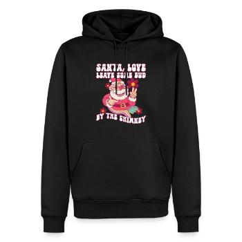 Père Noël, Love Leave Some Bud By The Chimney - Hippie - Sweat à capuche Premium bio Homme - noir - Devant - Nico (187cm)
