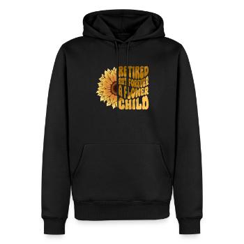 Im Ruhestand, aber für immer ein Blumenkind - - Männer Premium Bio Hoodie - Schwarz - Vorne - Nico (187cm)