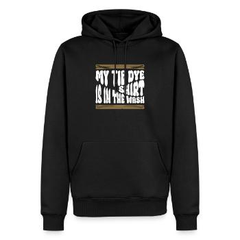 Mein Tie Dye Shirt ist in der Wäsche - Hippie - Männer Premium Bio Hoodie - Schwarz - Vorne - Nico (187cm)