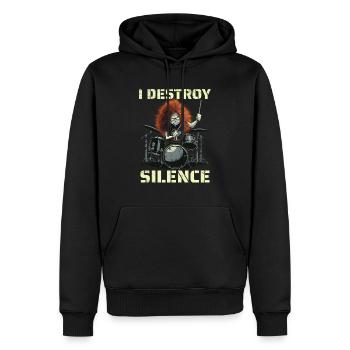 Redhead Drummer I Destroy Silence - Sweat à capuche Premium bio Homme - noir - Devant - Nico (187cm)