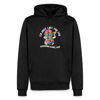 Nur wegen Süßigkeiten hier, Man - Hippie Halloween - Männer Premium Bio Hoodie - Schwarz - Vorne - Nico (187cm)