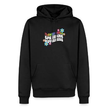 Blumenkind, das Hippieness verbreitet - Hippie - Männer Premium Bio Hoodie - Schwarz - Vorne - Nico (187cm)