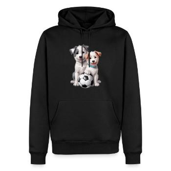 Fußball, niedliche Hunde - Männer Premium Bio Hoodie - Schwarz - Vorne - Nico (187cm)