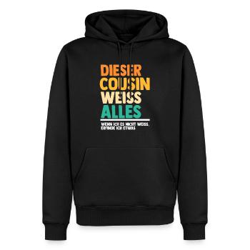 Cousin - Männer Premium Bio Hoodie - Schwarz - Vorne - Nico (187cm)