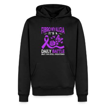 La fibromyalgie est une lutte quotidienne, mais je - Sweat à capuche Premium bio Homme - noir - Devant - Nico (187cm)