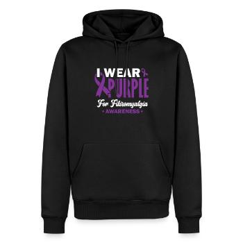 Je porte du violet pour la conscience - Sweat à capuche Premium bio Homme - noir - Devant - Nico (187cm)
