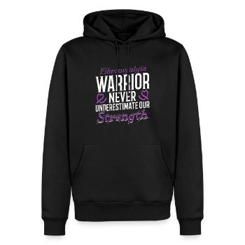 Le guerrier de la fibromyalgie ne sous-estime jamais - Sweat à capuche Premium bio Homme - noir - Devant - Nico (187cm)