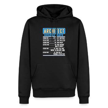 Taux horaire d’un architecte Architecture drôle - Sweat à capuche Premium bio Homme - noir - Devant - Nico (187cm)