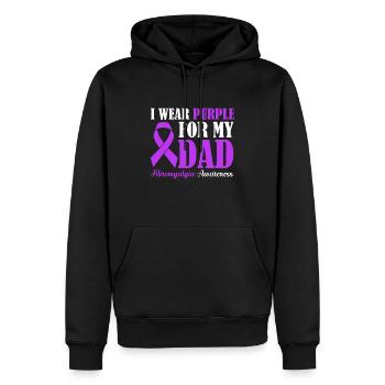 Sensibilisation à la fibromyalgie Je porte du violet pour - Sweat à capuche Premium bio Homme - noir - Devant - Nico (187cm)