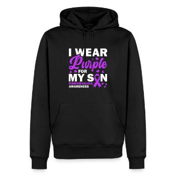 Fibromyalgia Awareness I wear purple for - Men’s Premium Organic Hoodie - black - Front - Nico (187cm)