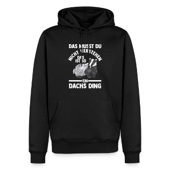 Tiermotiv Dachs - Männer Premium Bio Hoodie - Schwarz - Vorne - Nico (187cm)