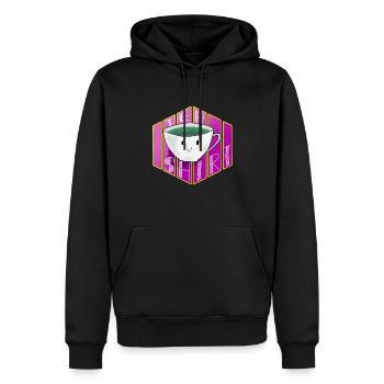 Chemise à thé Thé vert Buveur de thé Amateur de thé Dessin animé - Sweat à capuche Premium bio Homme - noir - Devant - Nico (187cm)