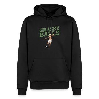 Grasige Bälle - Lustiger Fußball - Männer Premium Bio Hoodie - Schwarz - Vorne - Nico (187cm)