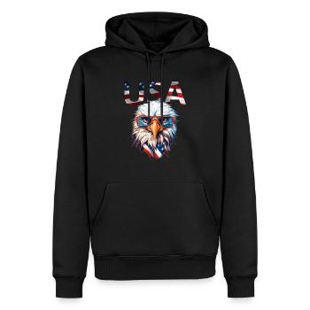 USA Amerika Adler Amerikaner Unabhängigkeitstag - Männer Premium Bio Hoodie - Schwarz - Vorne - Nico (187cm)